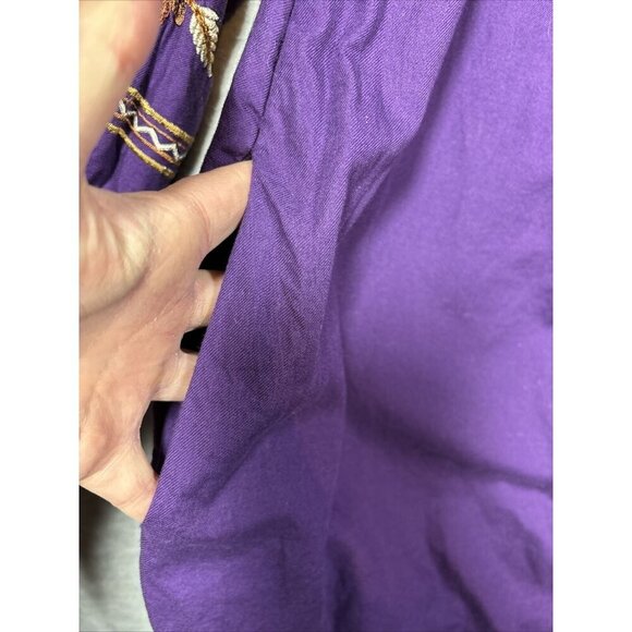 Free People Womens Dress M Purple Embroidered Boho Fleur Du Jour Off Shoulder - Picture 5 of 7